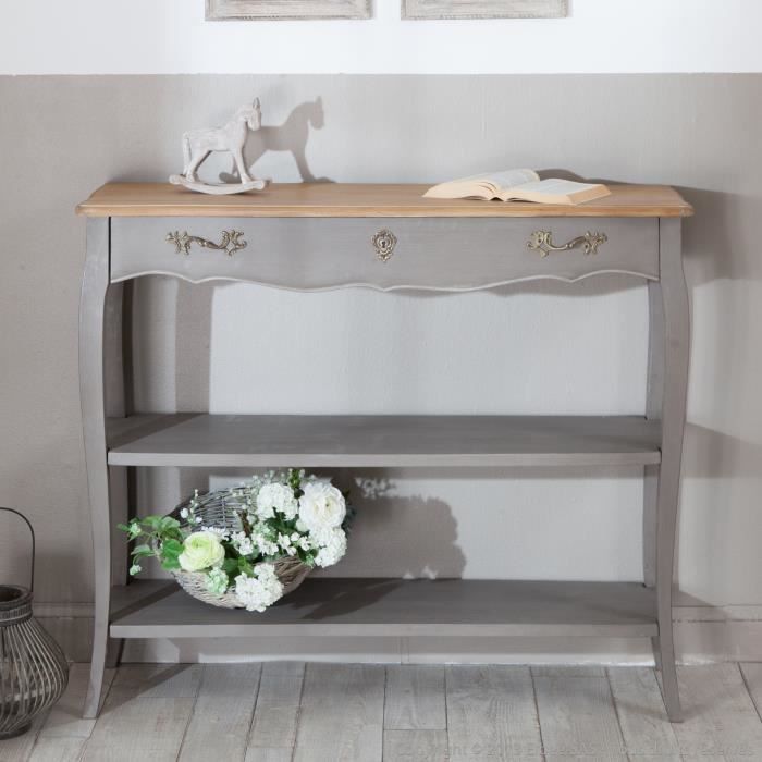 Table Console Murale En Bois Avec Plateau Bois Massif Et Tiroir