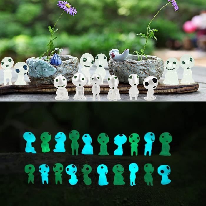 20 pcs Princesse Mononoke Figurine Kodama Lumineux Arbre Elfes Figurines Jardin pour IntéRieures et ExtéRieures la Maison du Patio