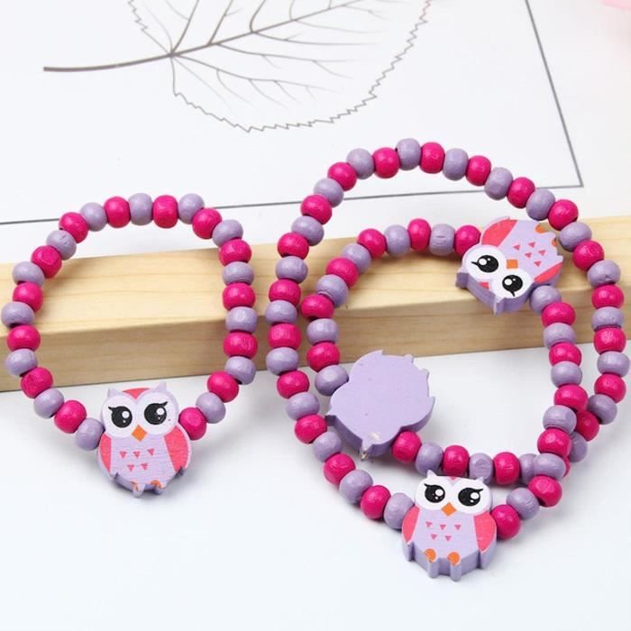 Nv Wang Ensemble Bijoux Enfant Bois Coloré Licorne - Collier Et Bracelets Princesse Pour Filles