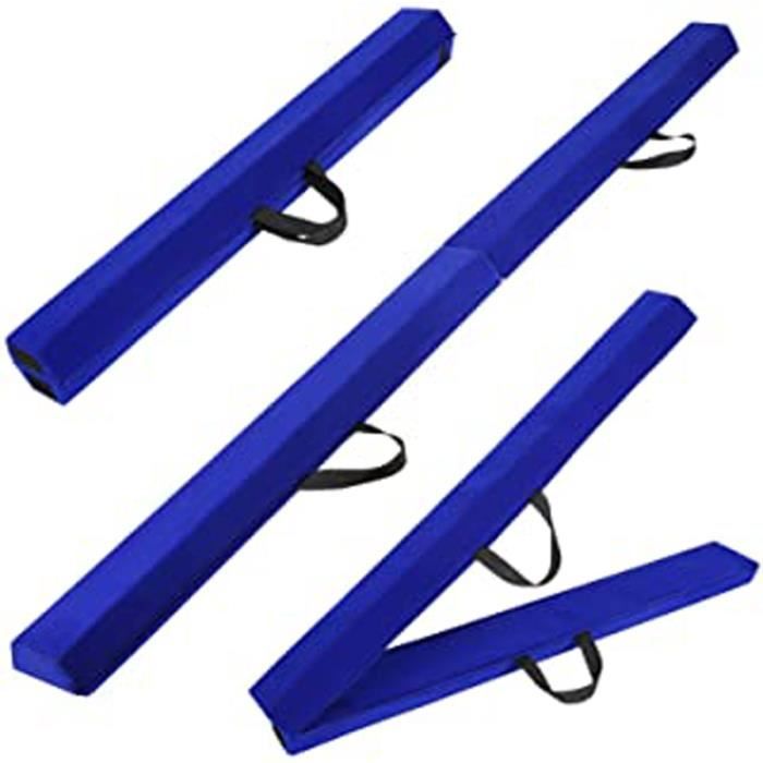 COSTWAY Poutre d'Équilibre Pliable de 210 cm, Barre de Gymnastique au Sol Portable en Mousse avec Housse en Daim Amovible et Fond Antidérapant Poignées, pour Enfants, Gymnastes (Violet