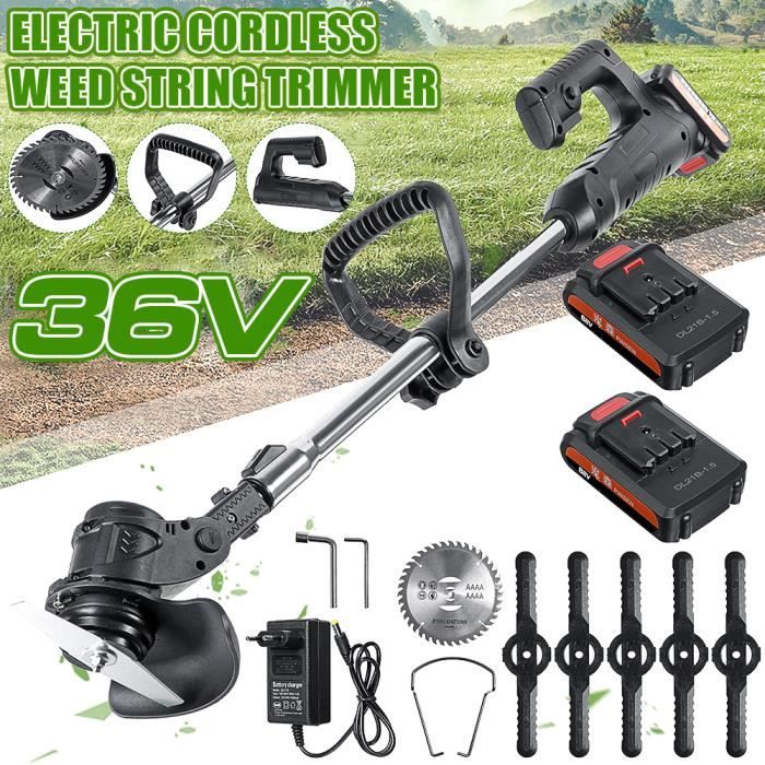  Debroussailleuse electrique sans fil 2 batteries et un chargeur Longueur r&eacute;glable 