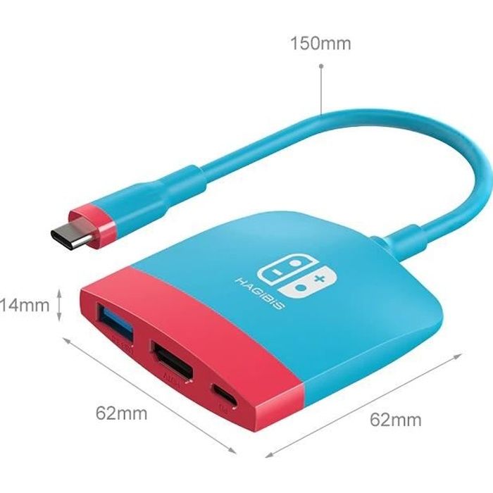 Hub USBC pour console Nintendo Switch vers HDMI (4K 60Hz), USBA et