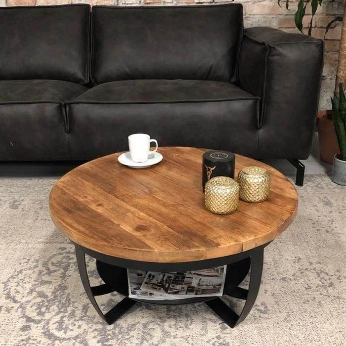 Table Basse Industrielle Ronde Baldo 70 cm - Cdiscount Maison