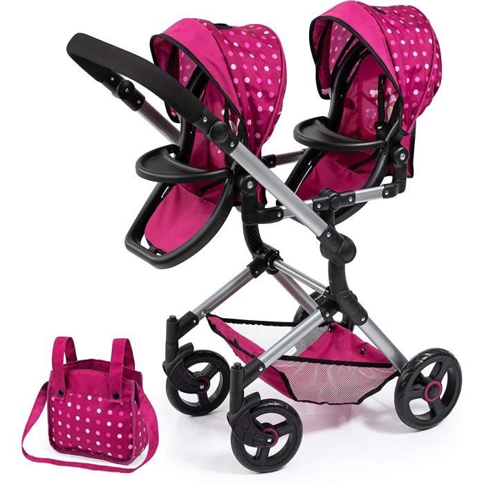 Poussette De Poupée Pour Bébé Anivia Poussette Pour Jumeaux En Forme De  Coeur Cadeaux D'anniversaire Pour Tout-petits Et Filles Double Poussette  Pour Poupées, Jouets De Landau Double Pliable 1:1 Avec Roues Pivotantes