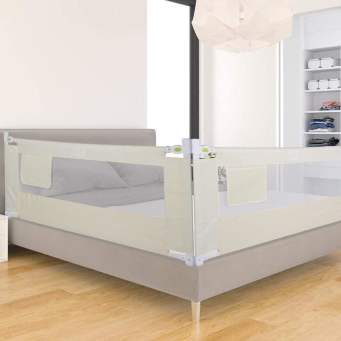 Barrière De Lit Enfant Pliable Et Portable - Protection Anti-chute Avec Coussin Rembourré - 200 Cm - Fixation Par Sangles