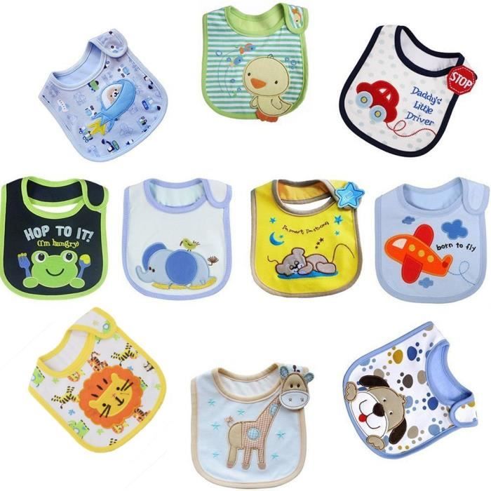 Tomkity Lot De 10 Bebe Bavoirs Impermeable 0 A 36 Mois Achat Vente Bavoir Cdiscount