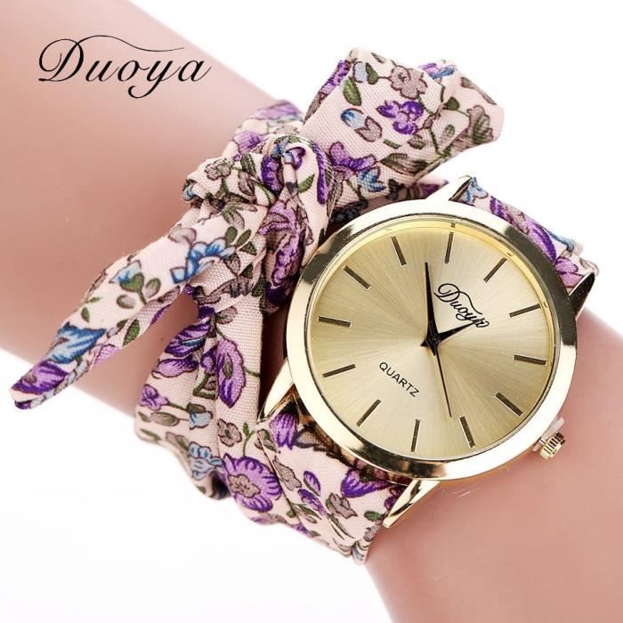 Montres,Montre bracelet avec nœud en étoile et fleur pour femmes,étanche,de  qualité supérieure,cadran rond,horloge - Type Purple , - Achat/vente montre  Femme Adulte Tissu - Cdiscount