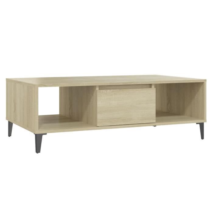 Table Console Avec Tiroirs – Chêne Sonoma 100x75cm | Meuble Entrée, Canapé, Salon | Rangement Étagères - 12