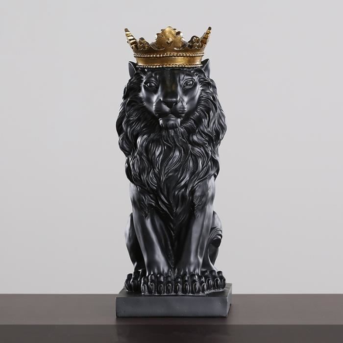 Statuette déco lion en résine 51cm noir - Conforama