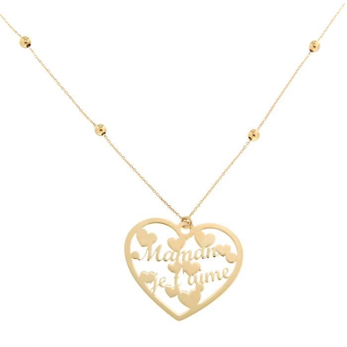 Collier Pendentif Cœur Maman Je T Aime En Or Jaune 18 Carats Achat Vente Sautoir Et Collier Collier Pendentif Cœur Ma Or Jaune Dore