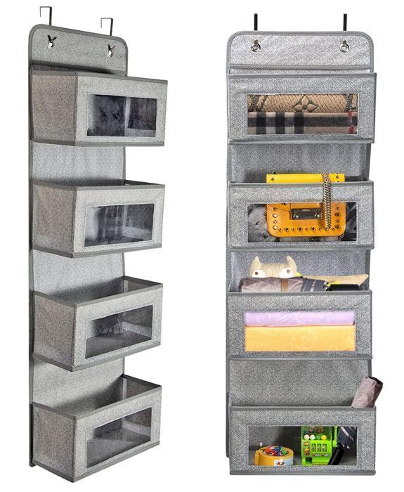 Cozy Organisateur Suspendu sur Porte ou Intérieur darmoire Penderie en Tissu 4 Corbeilles de Rangement-Gris