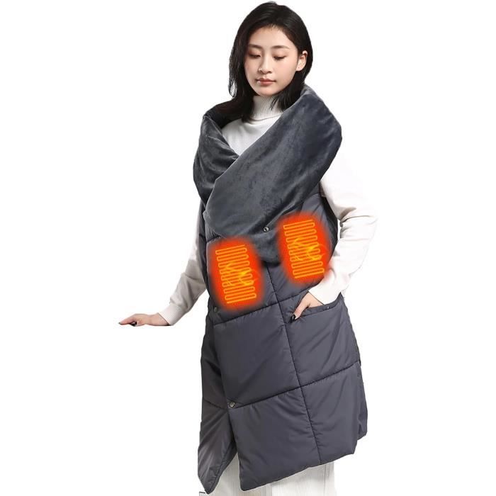 Châle Chauffant USB Portable - 3 Niveaux De Température (35°C-55°C), Taille 150x70 Cm, Matière Douce, Couleur Kaki - 12