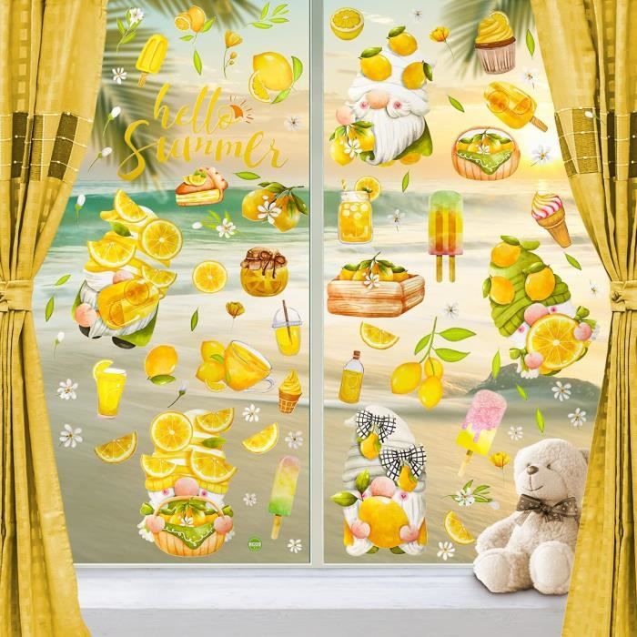 CharmBurst 9 Feuilles Autocollants Fenêtres Oiseaux Fleurs - Décoration Printemps Été Anti-Collision