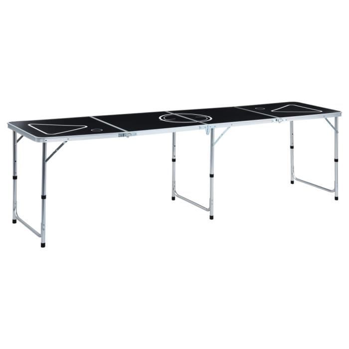 Beercup Table De Beer Pong Pliable - Réglable En Hauteur, Avec Porte-gobelets Et Compartiment à Glace