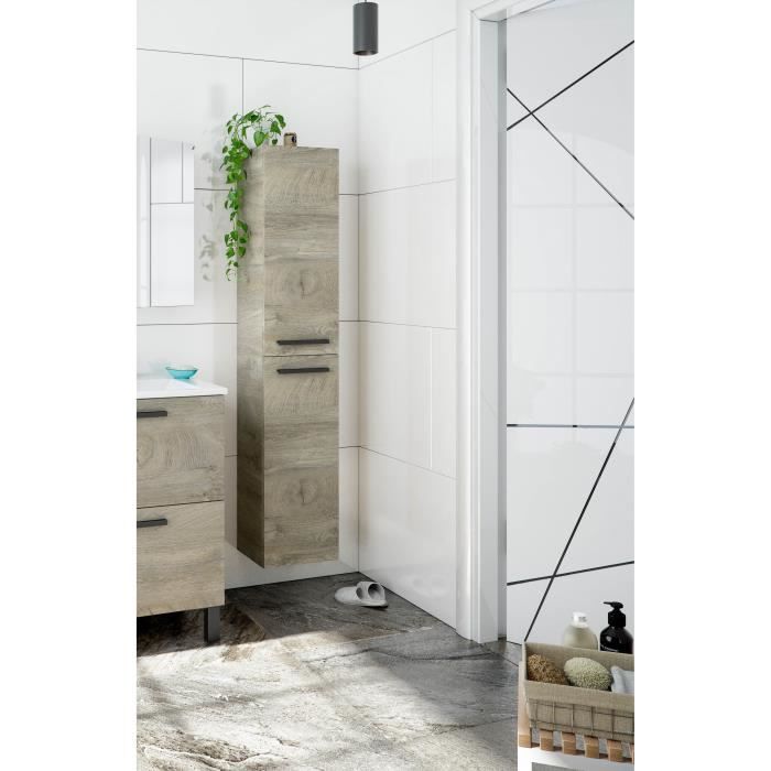 colonne de salle de bain suspendue dmora - chêne - 30 x 150 x 25 cm