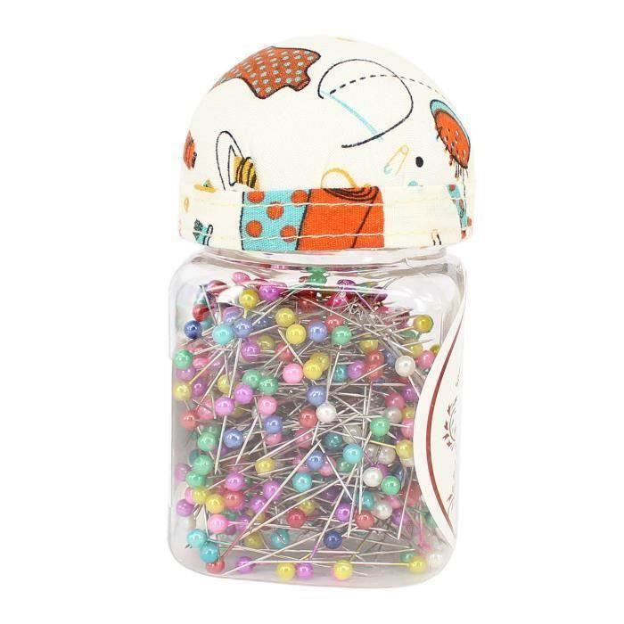 50 pièces/boîte Épingles à coudre 3,2cm coloré rond perle tête