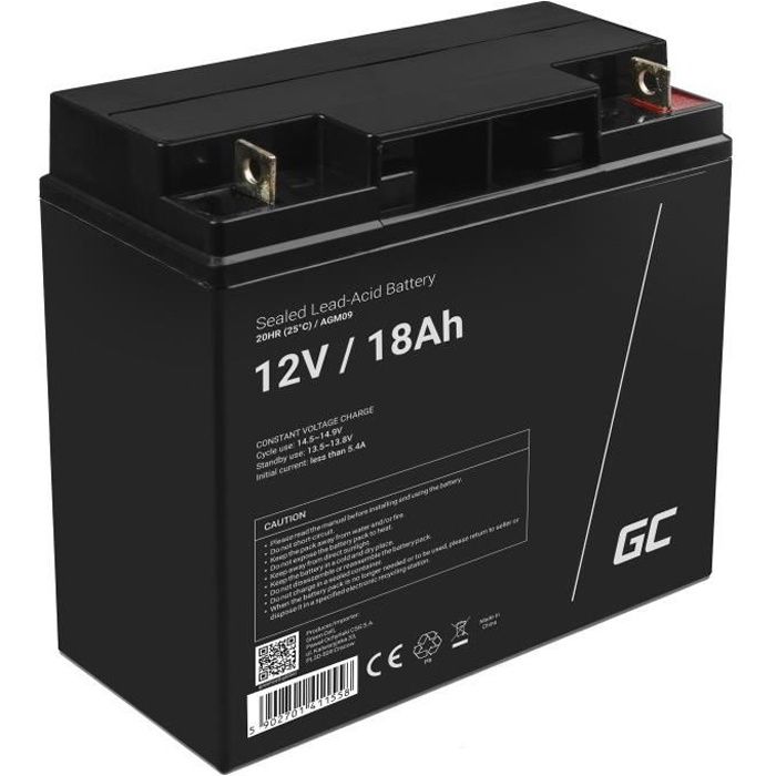 Batterie Landport 12V 18Ah AGM - Certifiée VdS - Boîte De 2 - Pour Alarme, UPS, éclairage, Scooters, énergie Solaire
