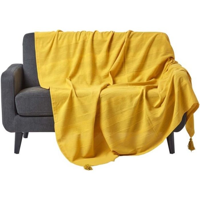 Couvre-lit 250 X 270 Cm Rayures Moderne - Tissu Jacquard 50% Coton 50% Polyester, Léger Printemps/été