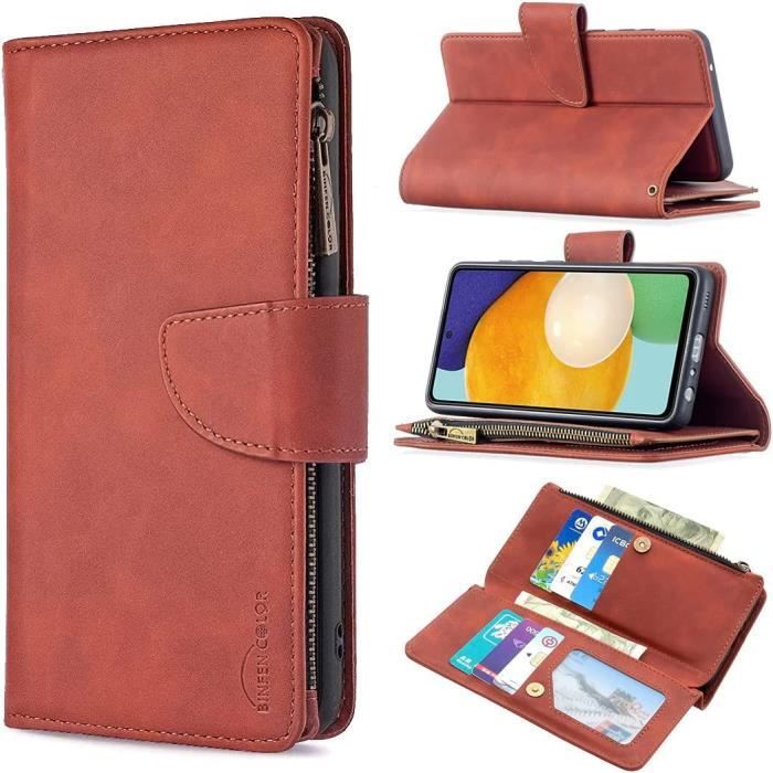 Coque Samsung Galaxy A52 Amovible 2 en 1Portefeuille zippé Complète du Corps Flip Style Livre coque samsung a52 darty