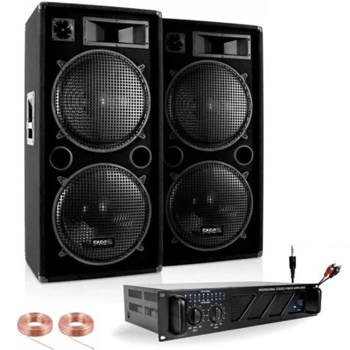 Vonyx Kit Karaoke 500W Complet avec Amplificateur, Haut-Parleurs et Câbles