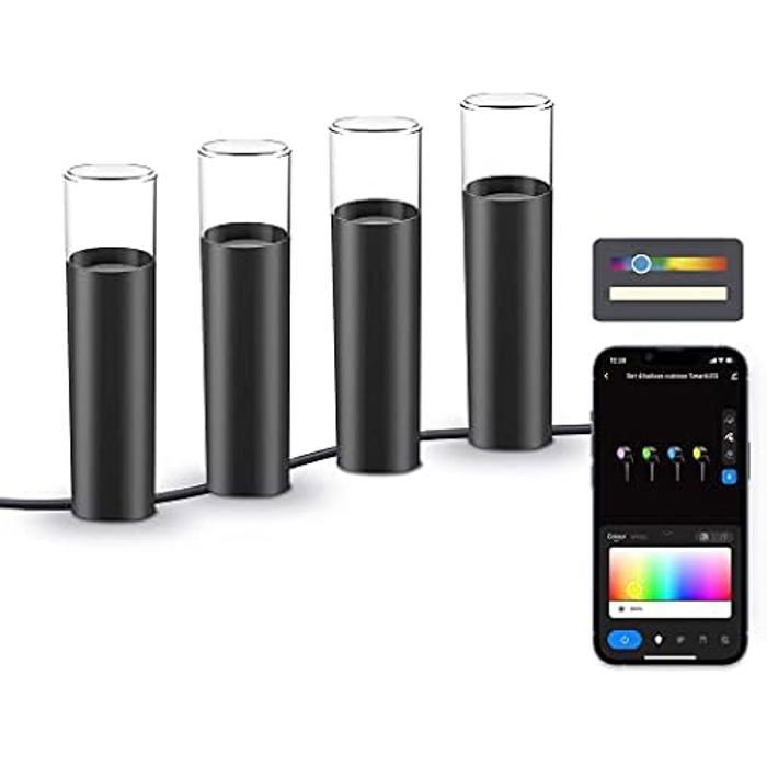 Balises LED - Ksix - Lot de 4 - Couleurs - IP65 - Connectivité Wi-Fi