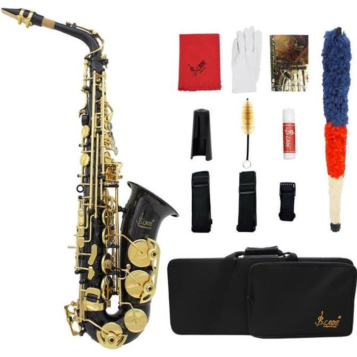 LADE Eb EFlat Alto Saxophone Saxo Laiton gravé Abalone Boutons Coque