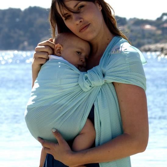 Porte-bébé Sling SUKKIRI Menthe - LUCKY FRANCE - Pour Bébé - Maille douce et respirante - Compact et léger