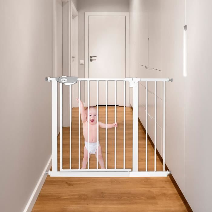 Barrière d'escalier LZQ - Sécurité enfant - Métal - Blanc