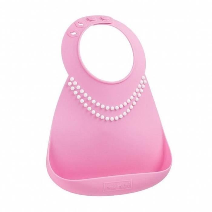 Bavoir En Silicone Souple Collier De Perles Rose Cdiscount Puericulture Eveil Bebe