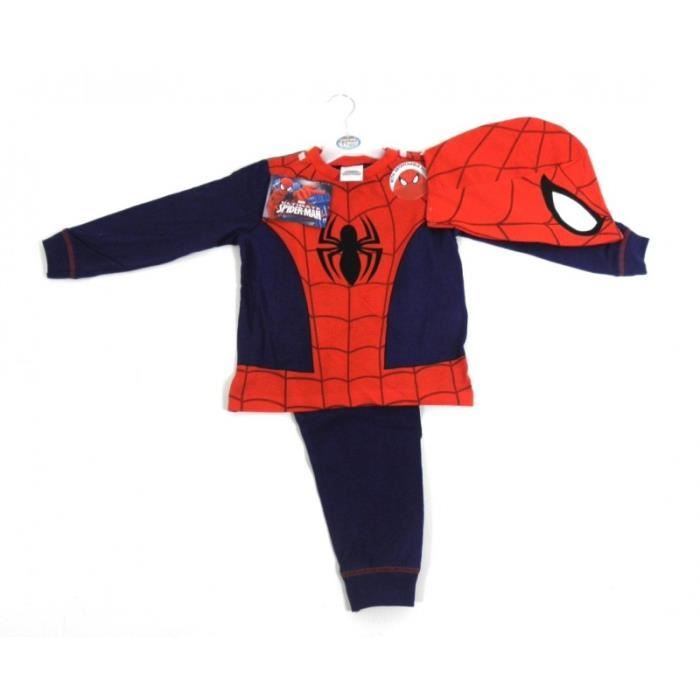 Pyjama enfants garçons déguisement Spiderman héro Marvel à New York 2 / 3  ans 2 pièces maillot manches longues et pantalon en coton Bleu rouge -  Cdiscount Prêt-à-Porter