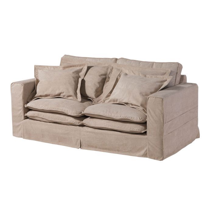 Canapé 2 places en polyester beige KINGSTON Canapé 2 places en polyester beige KINGSTON