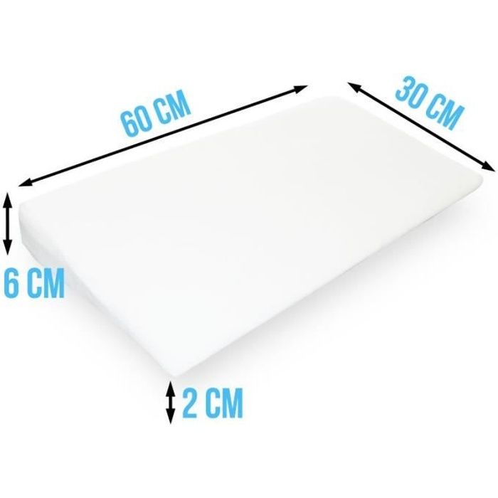 Plan incliné 15° déhoussable avec mousse à mémoire de forme anti-bactérien 60 x 30 x 6cm