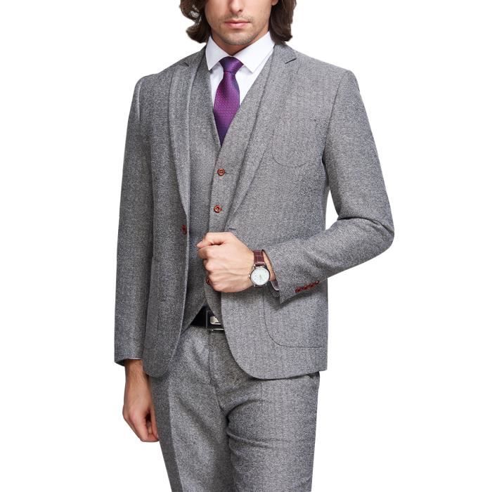 Costume Homme 3 Pièces Un Bouton Daffaire Mariage Slim Fit Business Beige