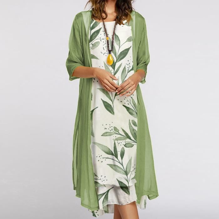 Robe Boheme Chic Robe Élastique Sans Bretelles De Style Boho Robe Sans Manches À Imprimé Floral C Vert