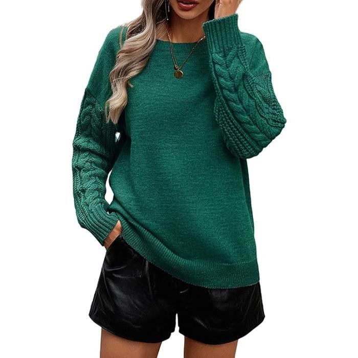 Pull Chic Femme en Tricot Col Rond Pull Over Sweater Oversize