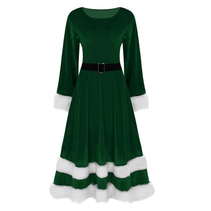 Robe De Noël Femme Costume Mère Noël Déguisement Lutins Robe Soirée Grande Taille M 5xl