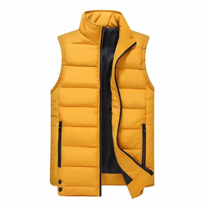 Doudoune Homme Hiver Sans Manches Chaude Slim Gilet Rembourré Col Montant  Couleur Unie Jaune - Cdiscount Prêt-à-Porter