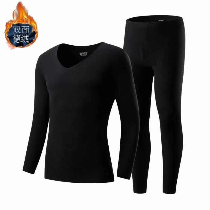 Ensemble Sous-vêtements Thermiques Homme Haut Et Bas - Doublure Polaire, Respirant, Pour Hiver Et Activités Extérieures