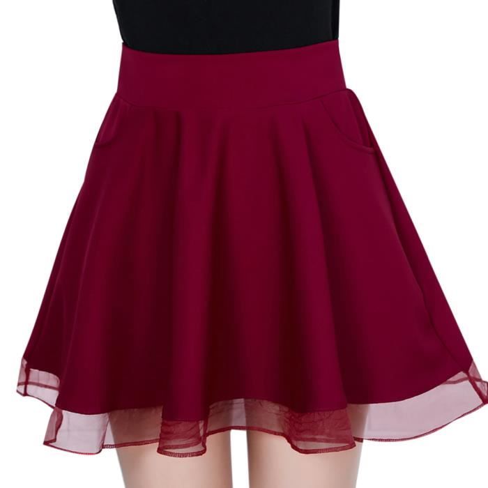 Mini Jupe Evasee Retro Jupe Courte Basique Plissee Patineuse Fille Elastique Rouge M Waist 60 70 Cm Rouge Cdiscount Pret A Porter