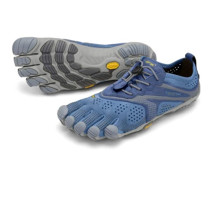 chaussures de running v-run pour femmes - vibram - bleu - drop 4mm