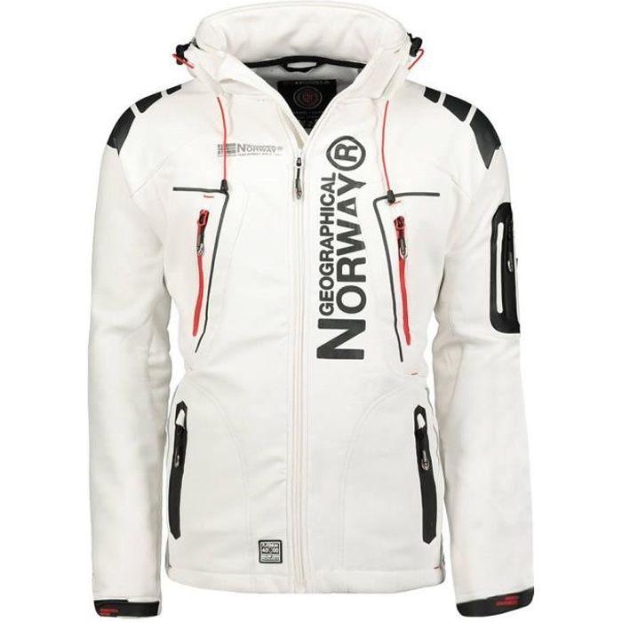Vestes GEOGRAPHICAL NORWAY Softshell Techno Blanc - Homme/Adulte