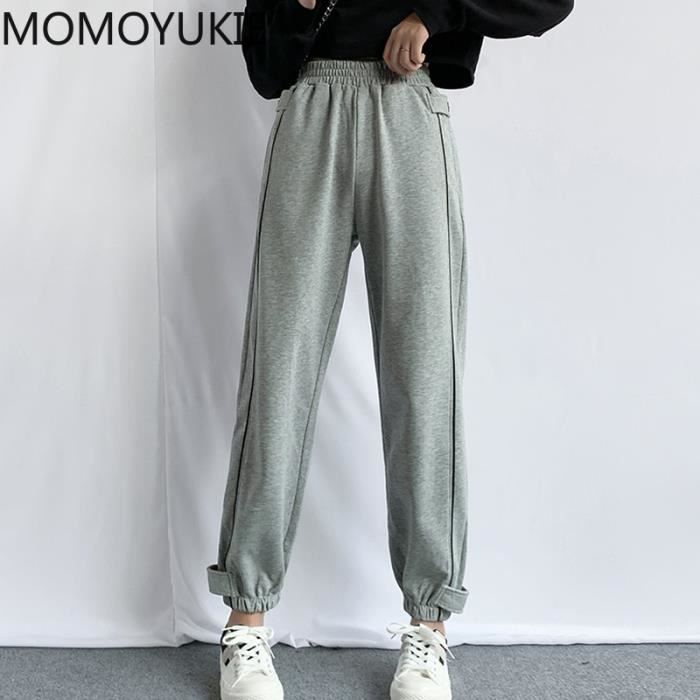 Pantalon Jogging Femme Streetwear Taille Haute Gris Respirant Indoor Gray Cdiscount Pret a Porter