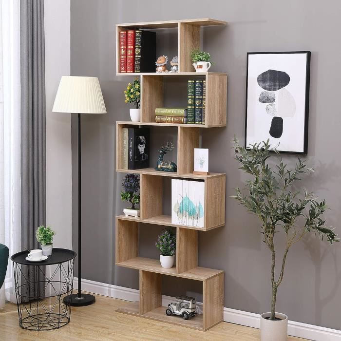 Étagère Bibliothèque Enfant OHMG 6 étages En Bambou Avec Poches De Rangement - Kit Anti-basculement