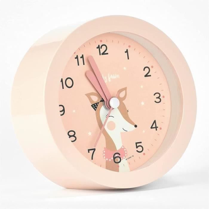 Réveil Analogique Silencieux Pour Enfants - Sans Tic-Tac - Arc-en-Ciel - USB Rechargeable - Avec Veilleuse