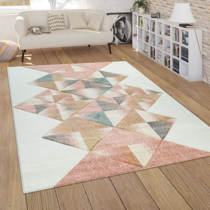 Tapis de Salon Moderne Poils Ras Shabby Chic Design Béton Abstrait Ondulé 
