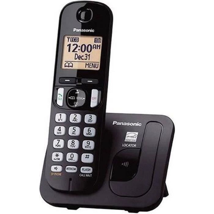 PANASONIC KX-TGC210 Téléphone Fixe sans Fil Solo Noir PANASONIC KX-TGC210 Téléphone Fixe sans Fil Solo Noir