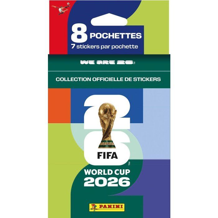Blister - PANINI - COUPE DU MONDE DE LA FIFA 26TM - 8 pochettes de 7 stickers