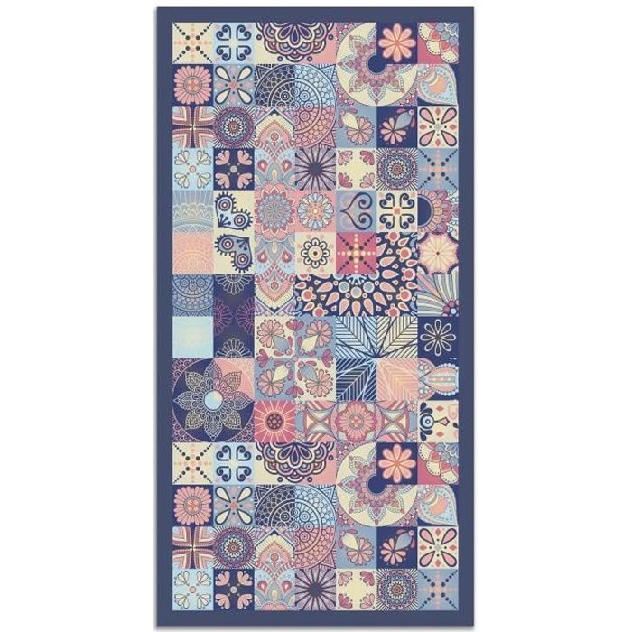 Tapis Vinyle Carreaux Ciment Gris 60x110 Cm - Pour Cuisine, Salon Ou Salle De Bain