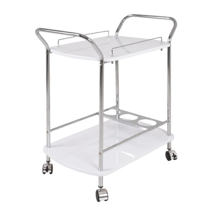 Table Desserte Chrome Blanc L76 X H84 X P43 Cm Achat Vente
