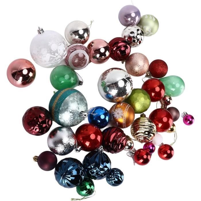 Alupssuc 128 Boules De Noël Incassables - Décorations Sapin Rouge & Or Avec Fleurs, Rubans Et Cime